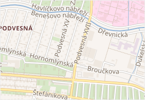 Podvesná XVI v obci Zlín - mapa ulice