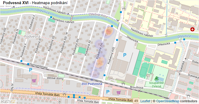 Podvesná XVI - mapa podnikání