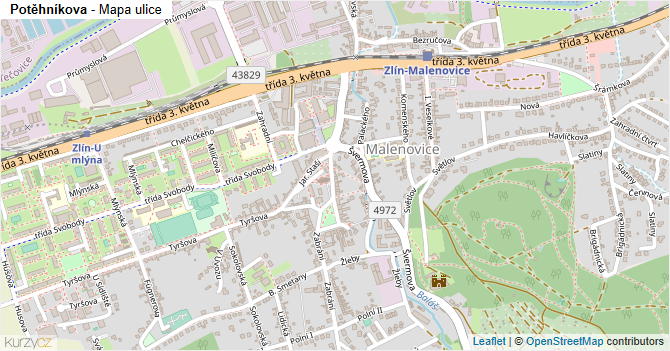 Potěhníkova - mapa ulice
