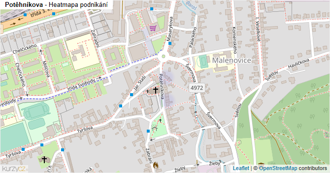 Potěhníkova - mapa podnikání