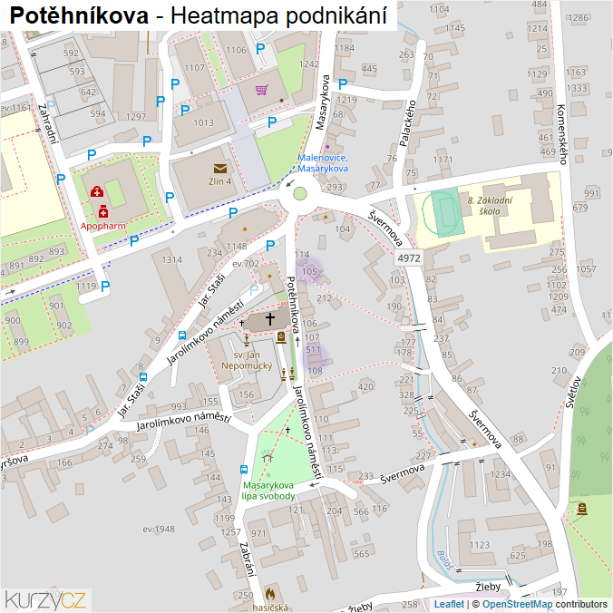 Mapa Potěhníkova - Firmy v ulici.