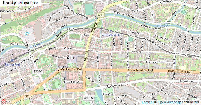 Potoky - mapa ulice