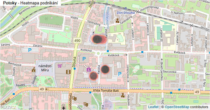 Potoky - mapa podnikání