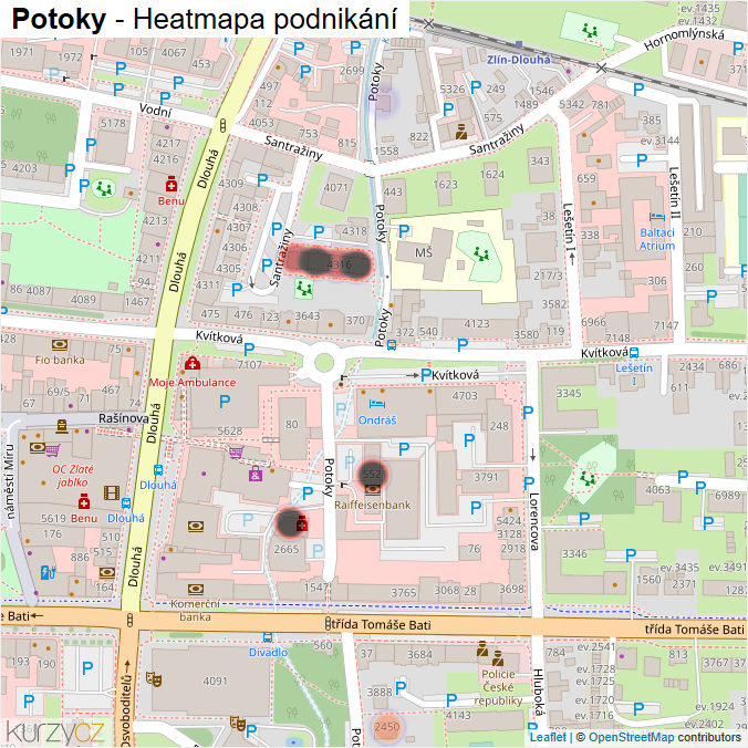 Mapa Potoky - Firmy v ulici.