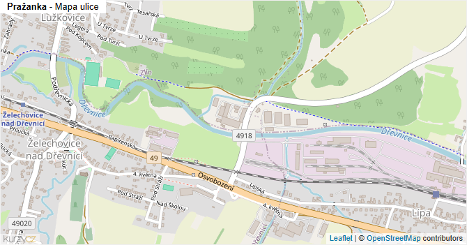 Pražanka - mapa ulice