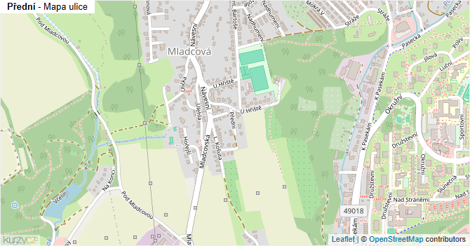 Přední - mapa ulice