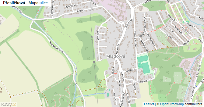 Přesličková - mapa ulice