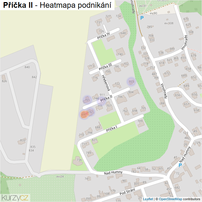 Mapa Příčka II - Firmy v ulici.