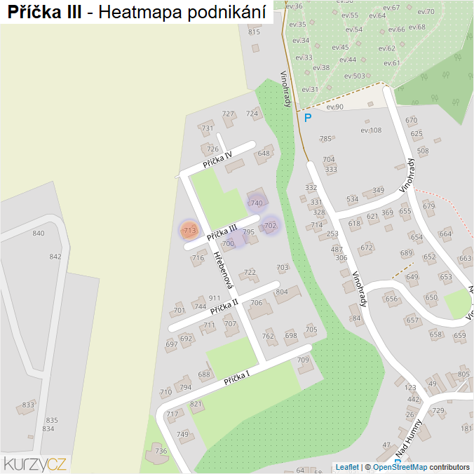 Mapa Příčka III - Firmy v ulici.