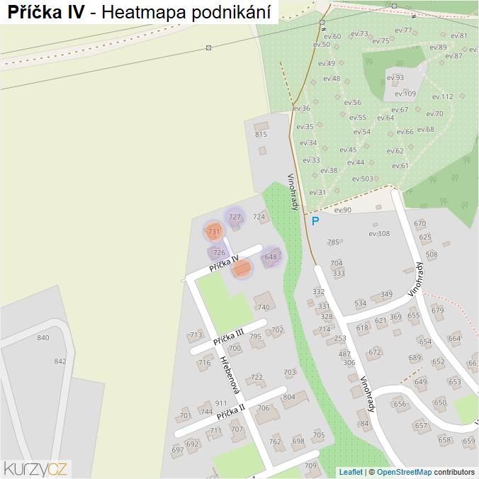 Mapa Příčka IV - Firmy v ulici.