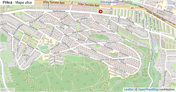 Příkrá - mapa ulice