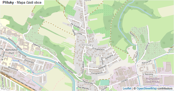 Příluky - mapa části obce