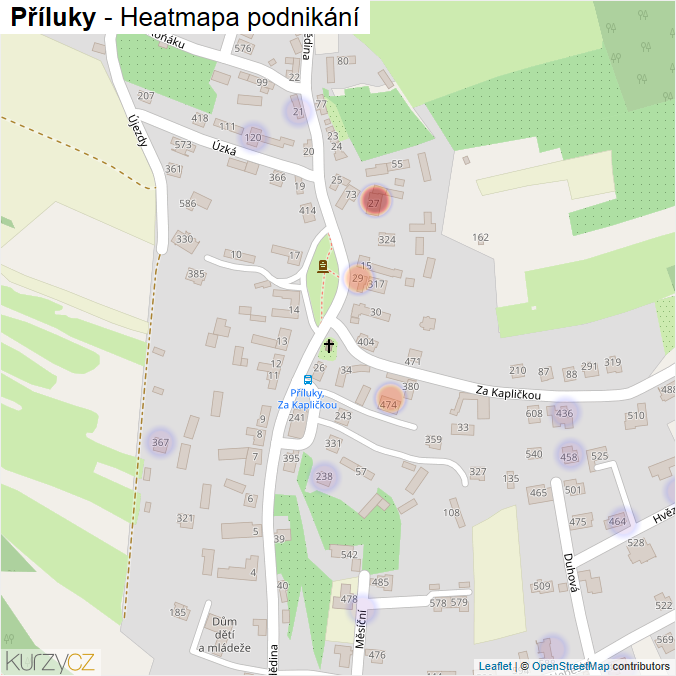 Mapa Příluky - Firmy v části obce.