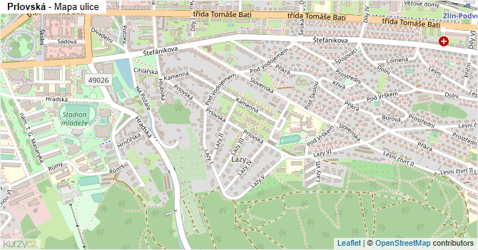 Prlovská - mapa ulice