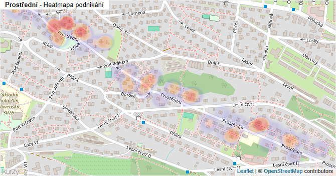 Prostřední - mapa podnikání