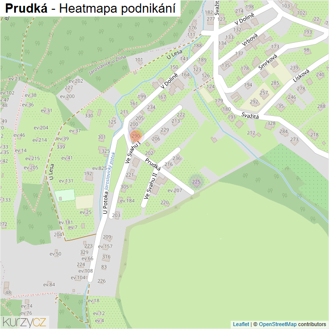 Mapa Prudká - Firmy v ulici.