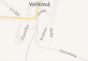Průhon v obci Zlín - mapa ulice