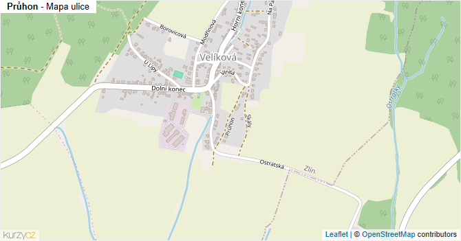 Průhon - mapa ulice