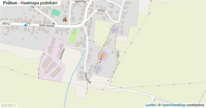 Průhon - mapa podnikání