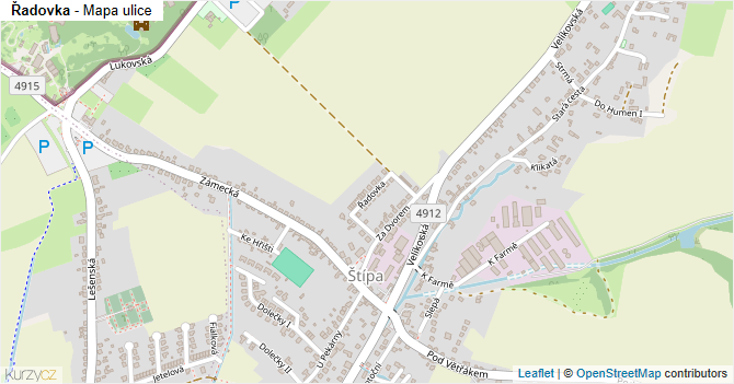 Řadovka - mapa ulice