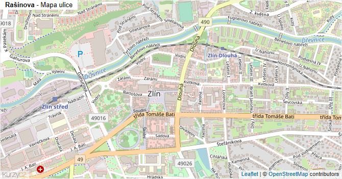 Rašínova - mapa ulice