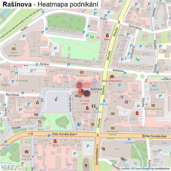 Mapa Rašínova - Firmy v ulici.
