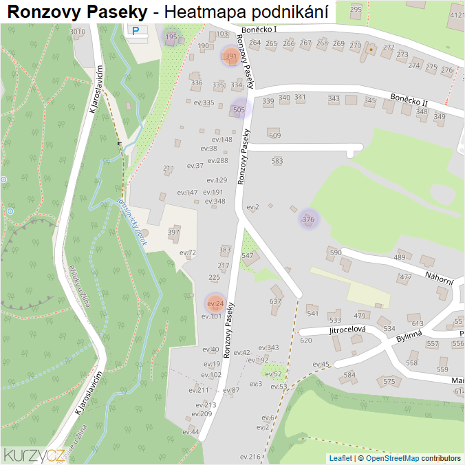 Mapa Ronzovy Paseky - Firmy v ulici.