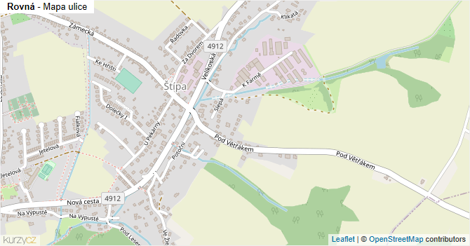 Rovná - mapa ulice