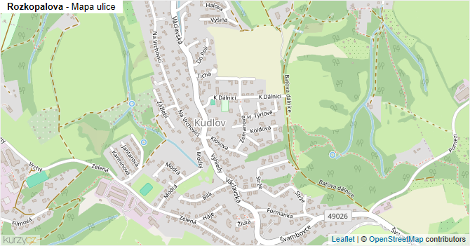 Rozkopalova - mapa ulice