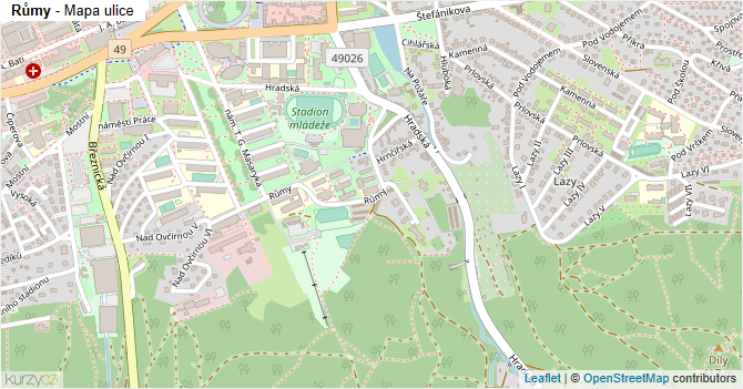 Růmy - mapa ulice