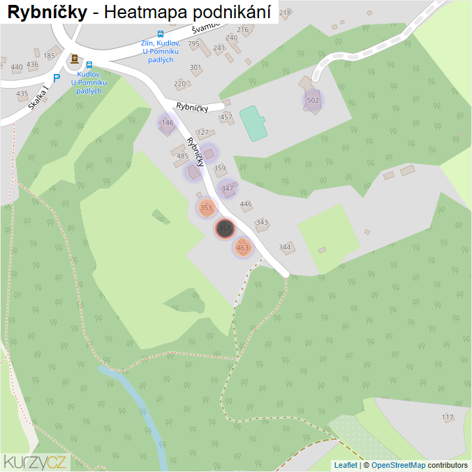 Mapa Rybníčky - Firmy v ulici.