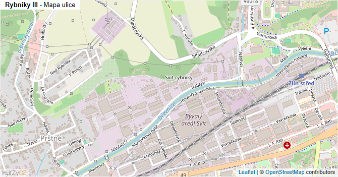Rybníky III - mapa ulice