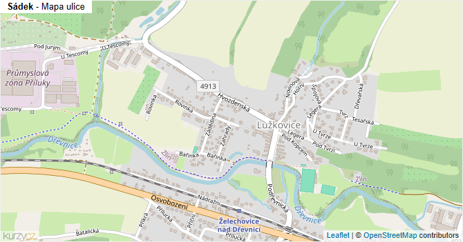 Sádek - mapa ulice