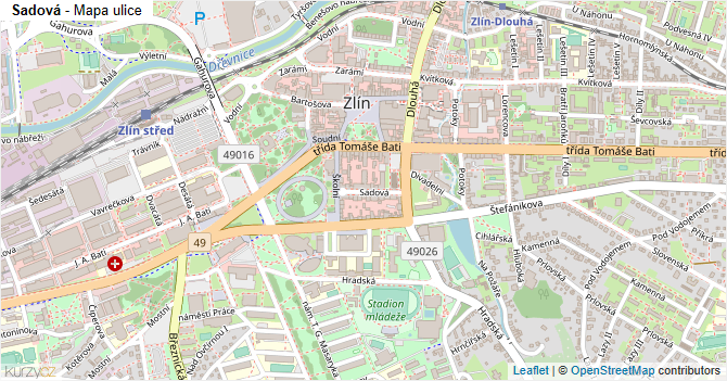 Sadová - mapa ulice