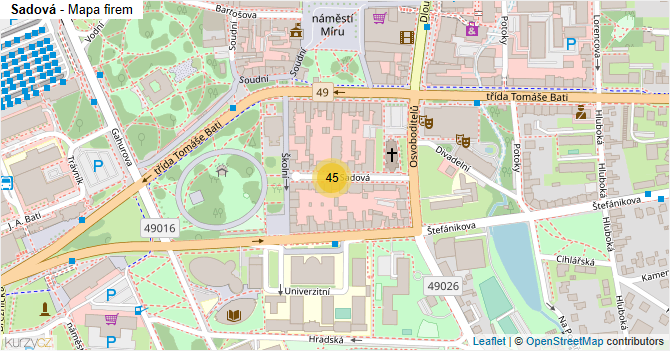 Sadová - mapa firem