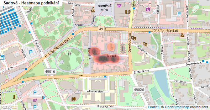 Sadová - mapa podnikání