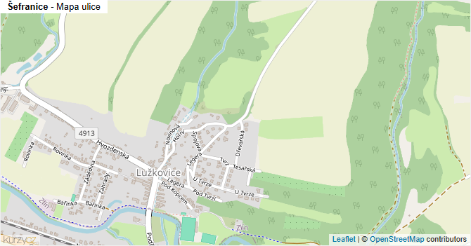 Šefranice - mapa ulice