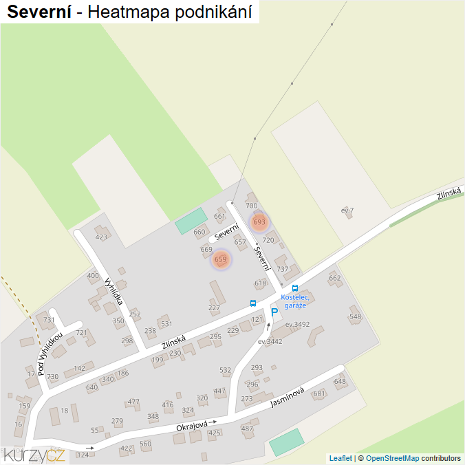 Mapa Severní - Firmy v ulici.