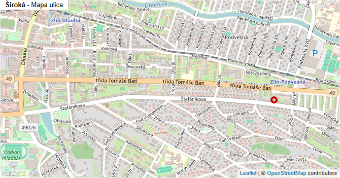 Široká - mapa ulice