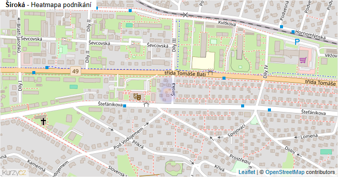 Široká - mapa podnikání