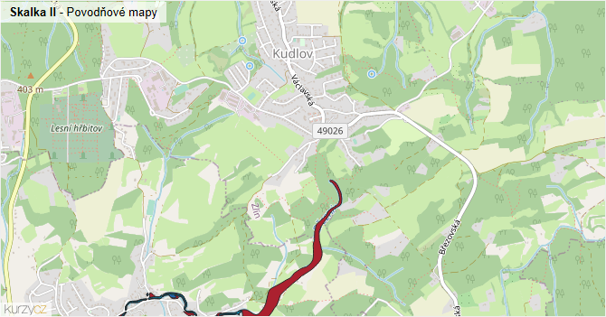 Skalka II - záplavové mapy stoleté vody