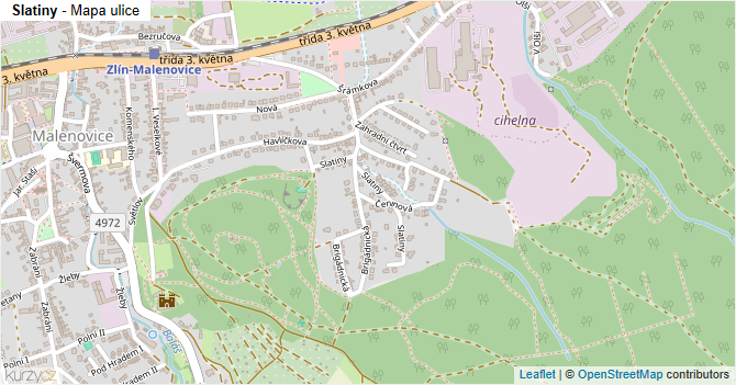 Slatiny - mapa ulice