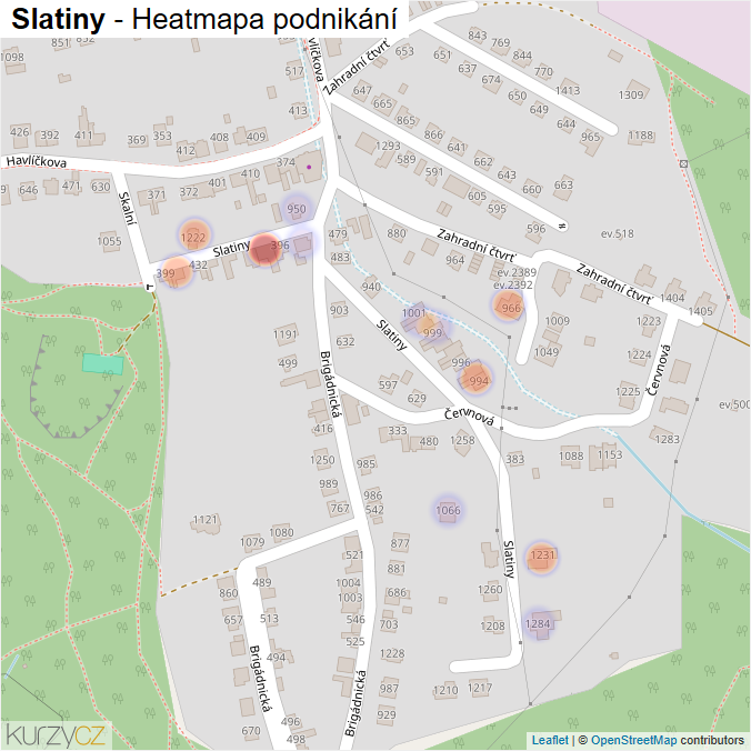 Mapa Slatiny - Firmy v ulici.