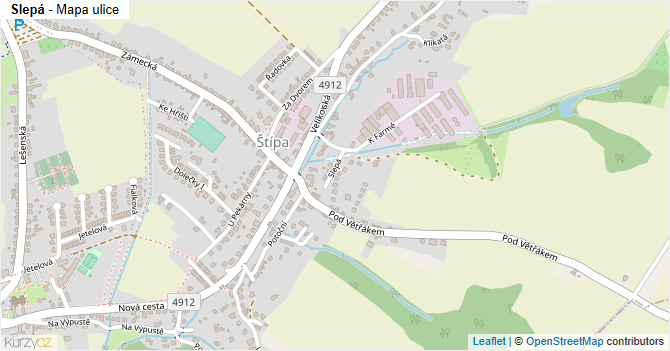 Slepá - mapa ulice