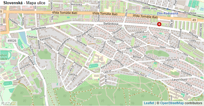 Slovenská - mapa ulice