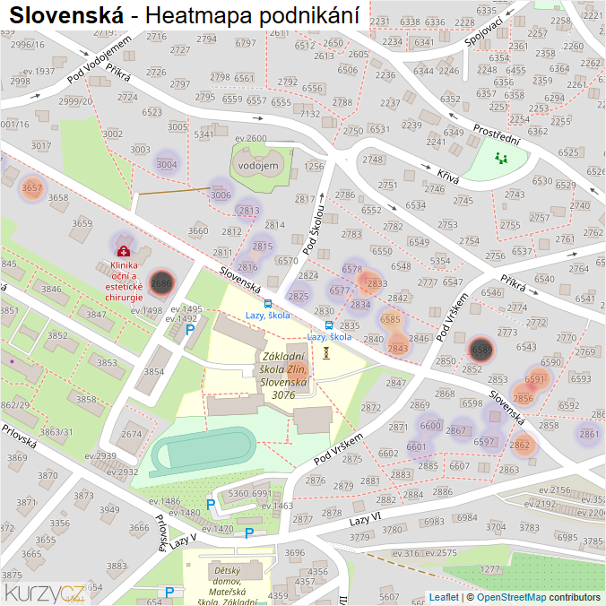 Mapa Slovenská - Firmy v ulici.