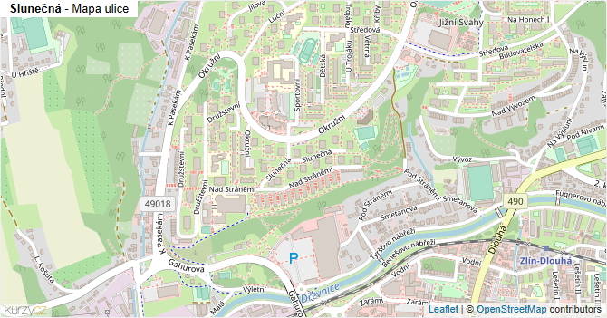 Slunečná - mapa ulice
