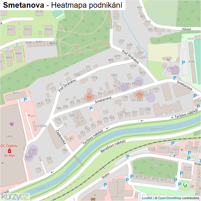 Mapa Smetanova - Firmy v ulici.