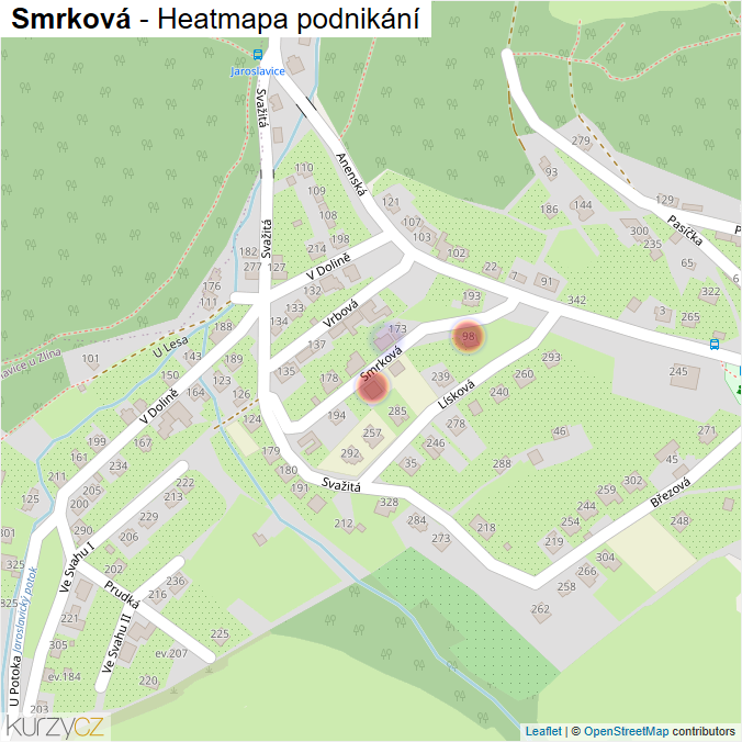 Mapa Smrková - Firmy v ulici.