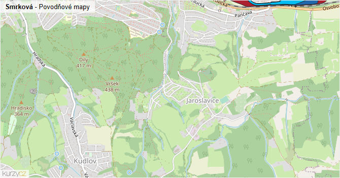 Smrková - záplavové mapy stoleté vody